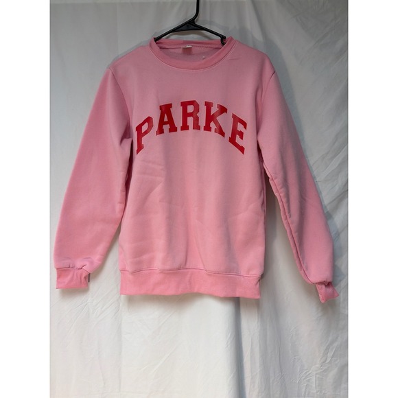 Parke Tops - Parke Pink Sweatshirt Red Block Letter Graphic Pullover Crewneck Medium